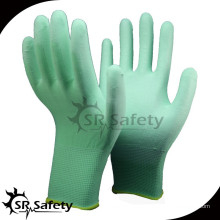 SRSAFETY 13 gauge verde nylon revestido PU luvas / luva de trabalho